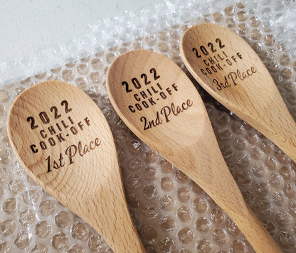 Chili Cookoff Prizes, Chili Cookoff Spoon, Chili Cook-off Award, Engraved Wooden Stirring Spoon, Personalized Wooden Mixing Spoon