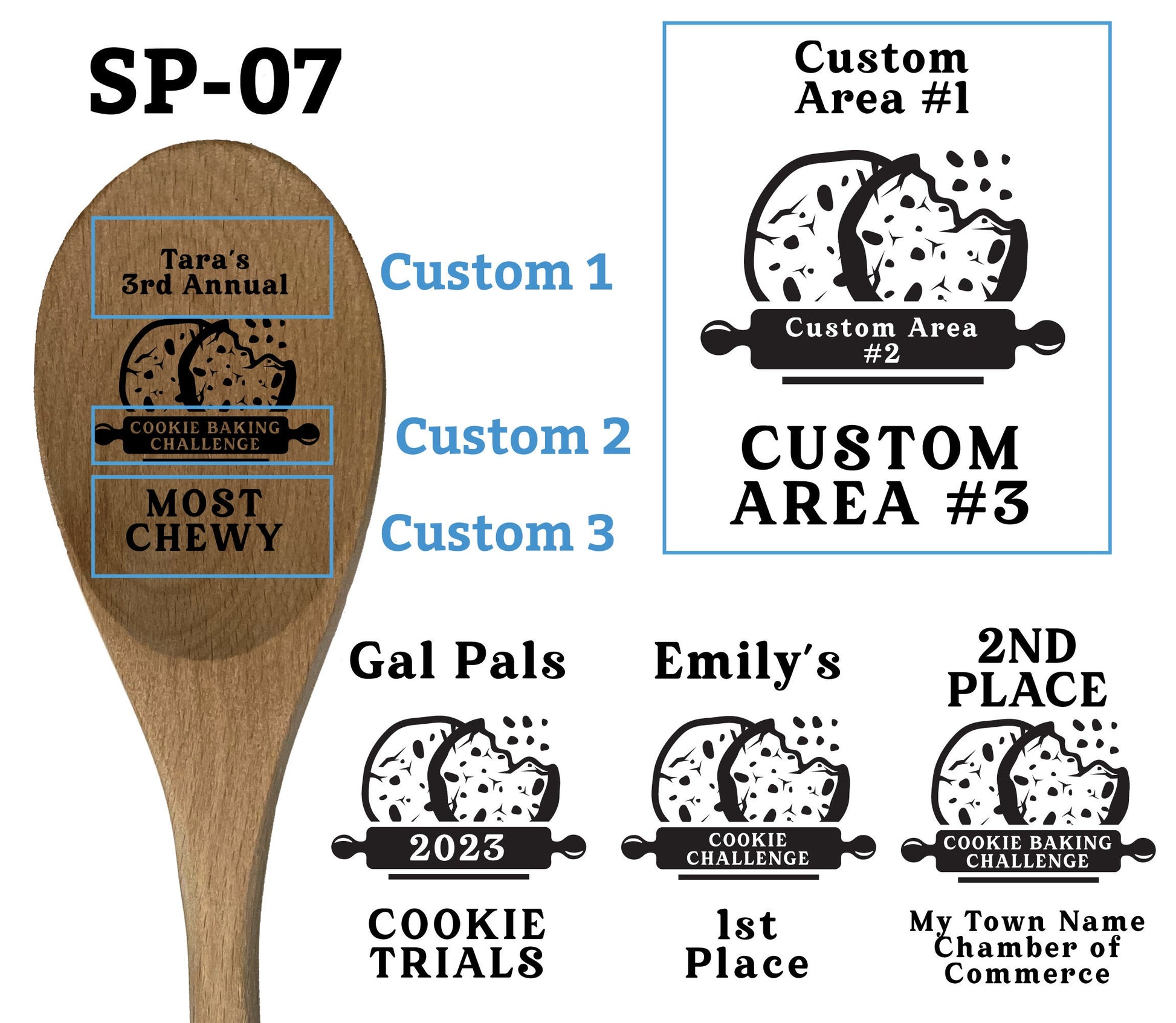 Cookie Prize Spoon, Cookie Baking Award, Cookie Challenge Prizes, Engraved Wooden Stirring Spoon, Personalized Wooden Mixing Spoon