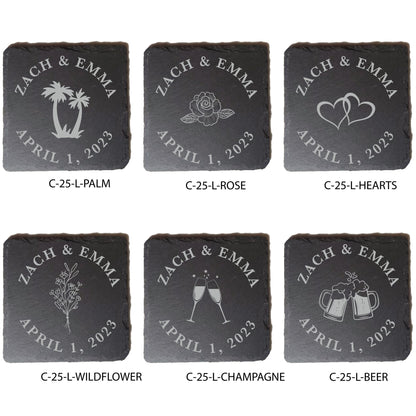 Wedding Favors, Personalized Slate Coasters, Wedding Guest Favors, Wedding Guest Gifts, Wedding Coaster, Engraved Slate Coasters