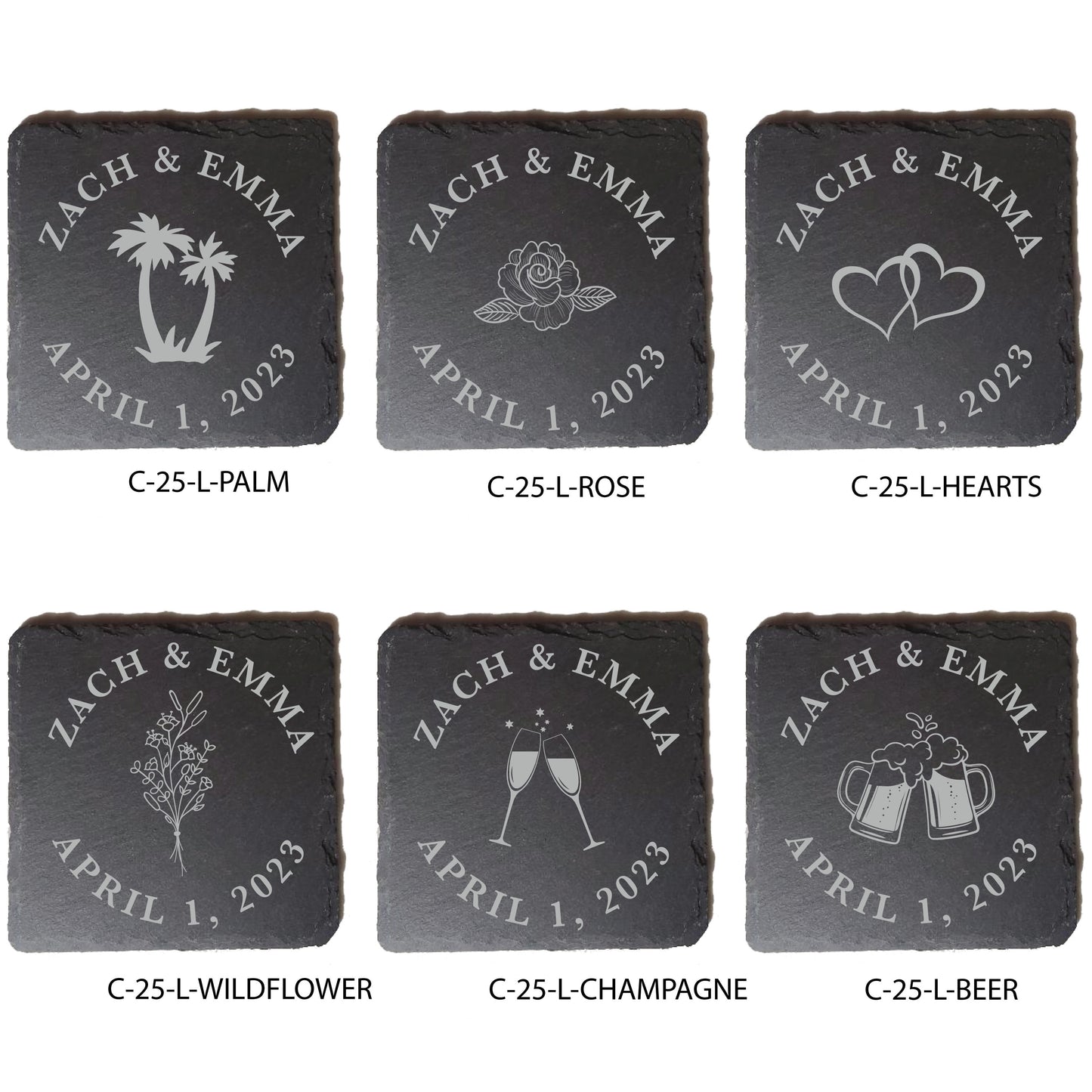 Engraved Slate Coasters, Wedding Favors, Personalized Slate Stone Coasters, Wedding Guest Favors, Wedding Guest Gifts, Wedding Coaster