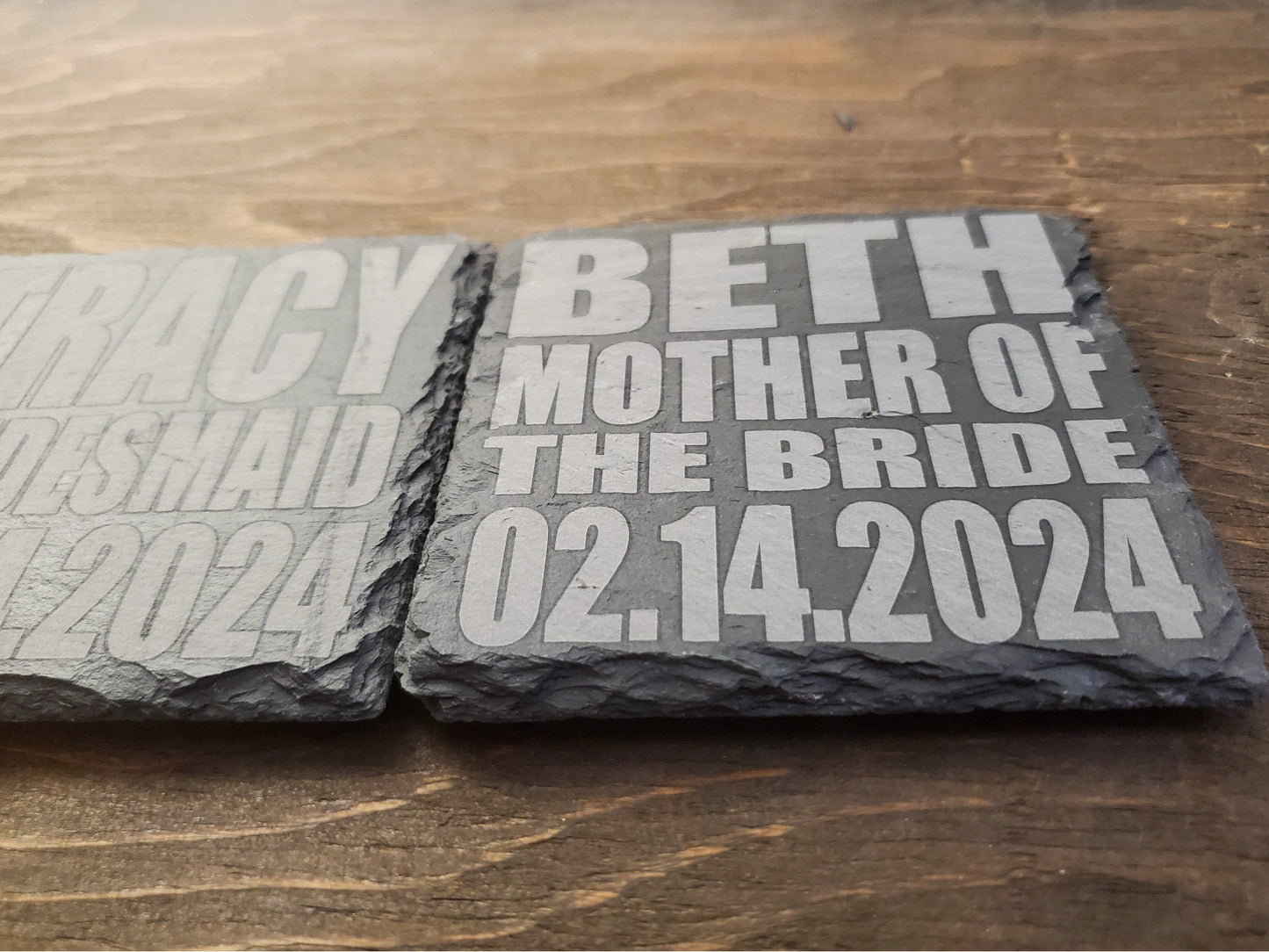 Bridesmaids Gift Coasters, Laser Engraved Slate, Maid Of Honor, Wedding Party