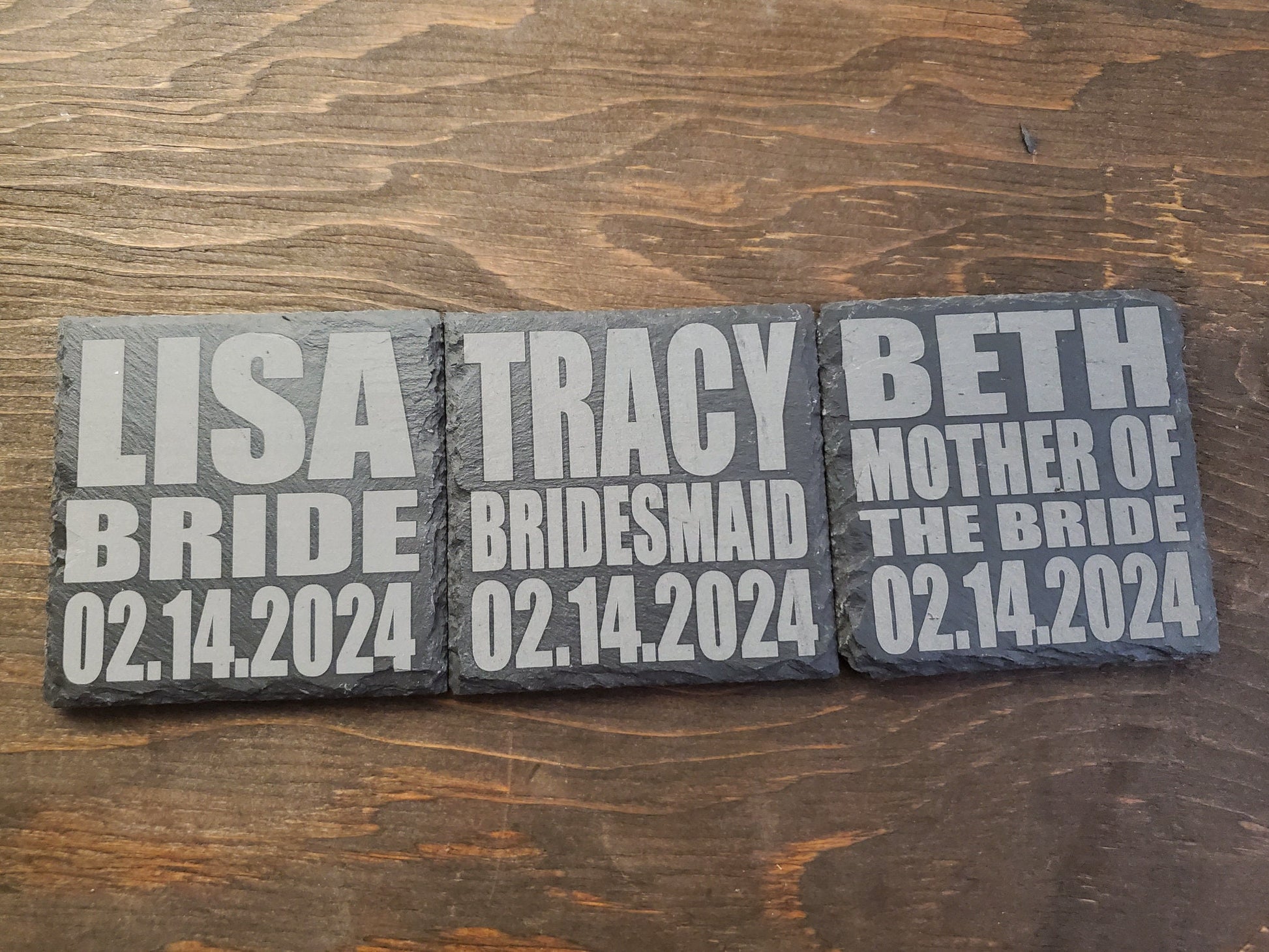 Bridesmaids Gift Coasters, Laser Engraved Slate, Maid Of Honor, Wedding Party