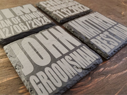 Bridesmaids Gift Coasters, Laser Engraved Slate, Maid Of Honor, Wedding Party