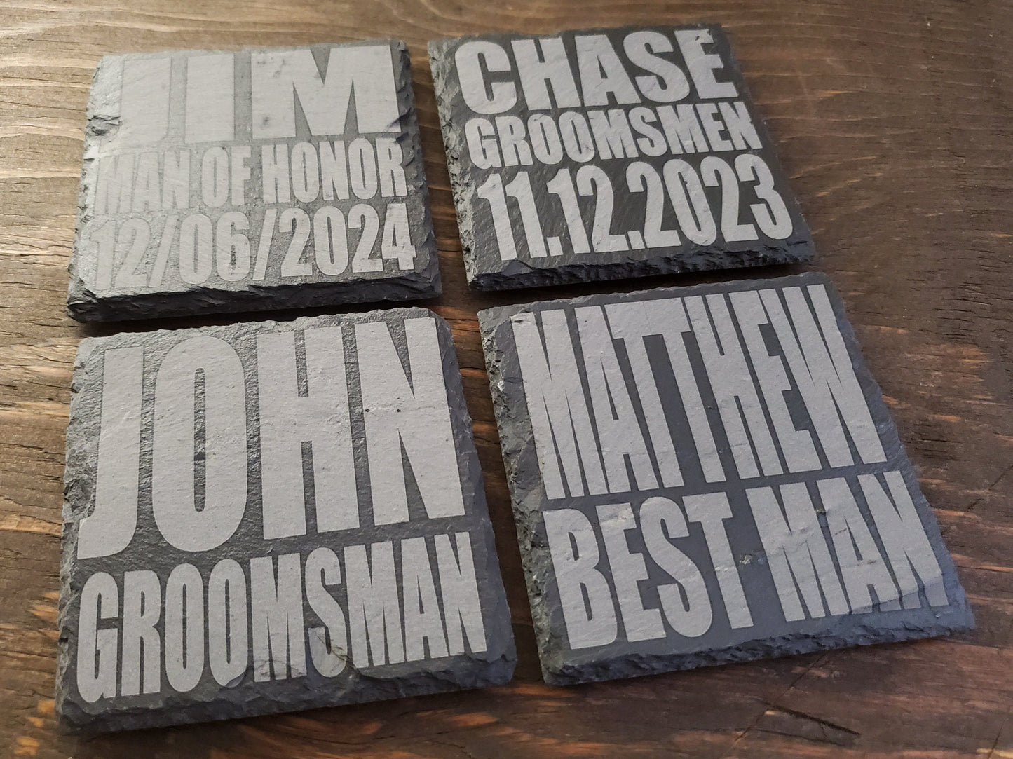 Bridesmaids Gift Coasters, Laser Engraved Slate, Maid Of Honor, Wedding Party