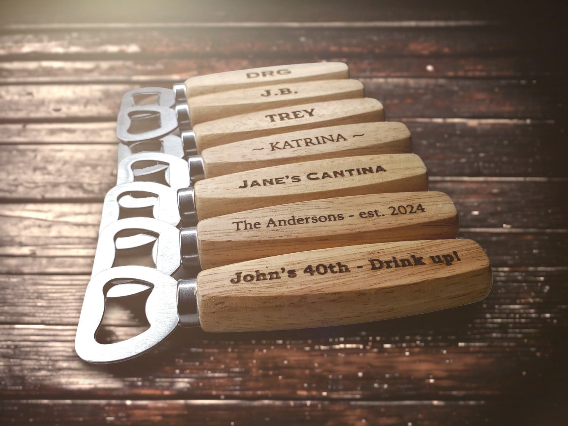 Engraved Wood Bottle Opener, Custom Bottle Opener Personalized, Custom Name, Your Text Here, Engraved Wooden Bottle Opener