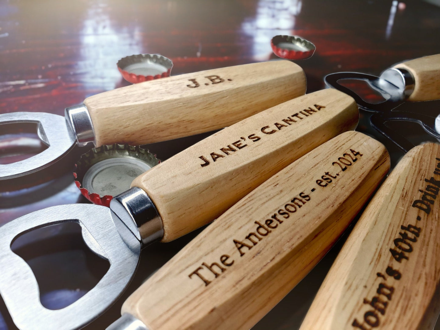 Engraved Wood Bottle Opener, Custom Bottle Opener Personalized, Custom Name, Your Text Here, Engraved Wooden Bottle Opener