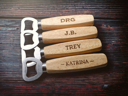 Engraved Wood Bottle Opener, Custom Bottle Opener Personalized, Custom Name, Your Text Here, Engraved Wooden Bottle Opener