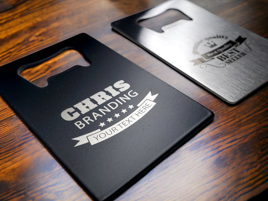 Custom Engraved Wallet Bottle Opener, Personalized, Fits In Your Wallet, Card Bottle Opener, Customize Our Designs Or Send Your Own Logo