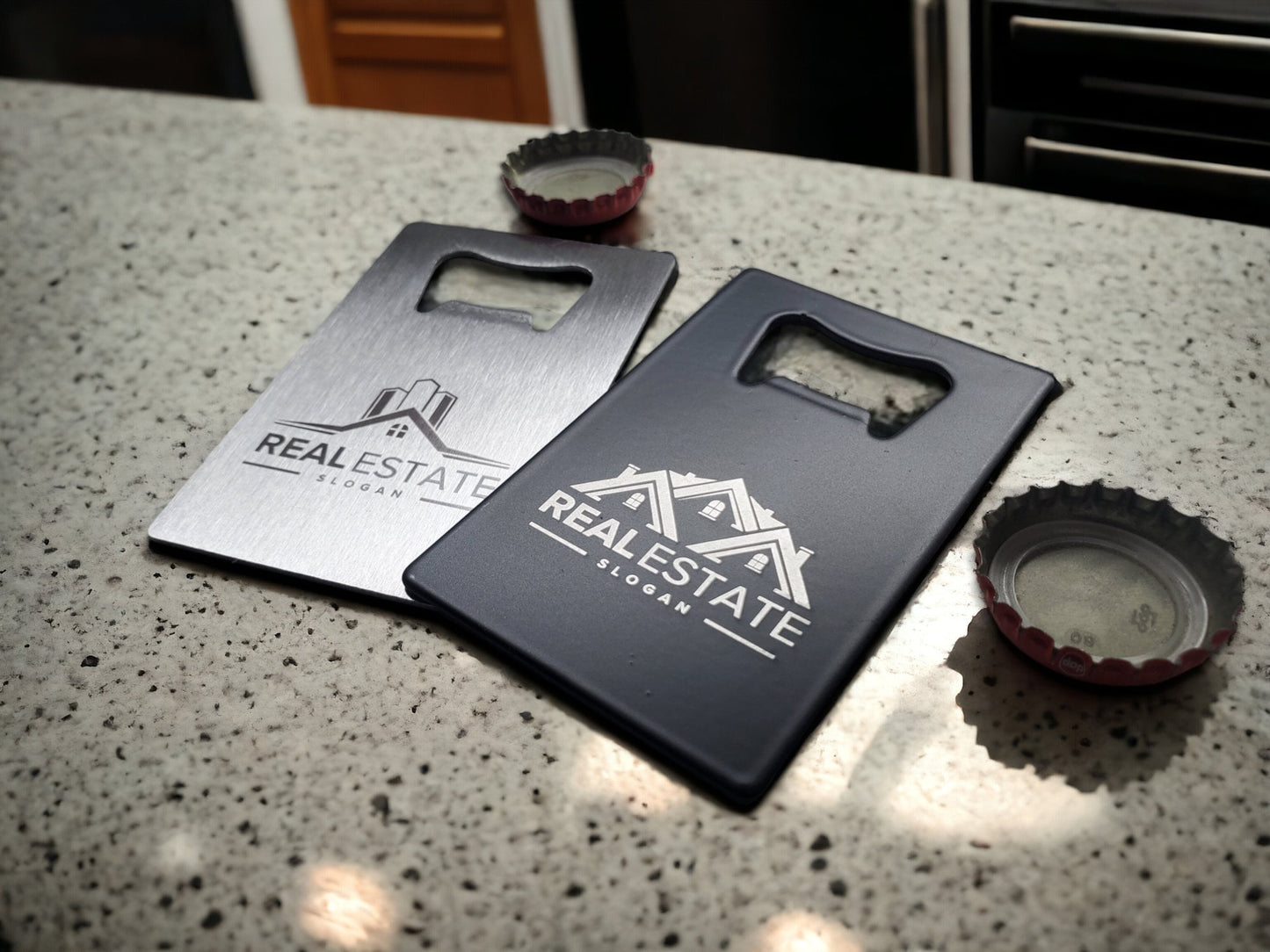 Real Estate Logo Engraving, Custom Card Bottle Opener, Personalized Realtor Gift, Fits In Wallet, Customize Our Designs Or Send Your Logo