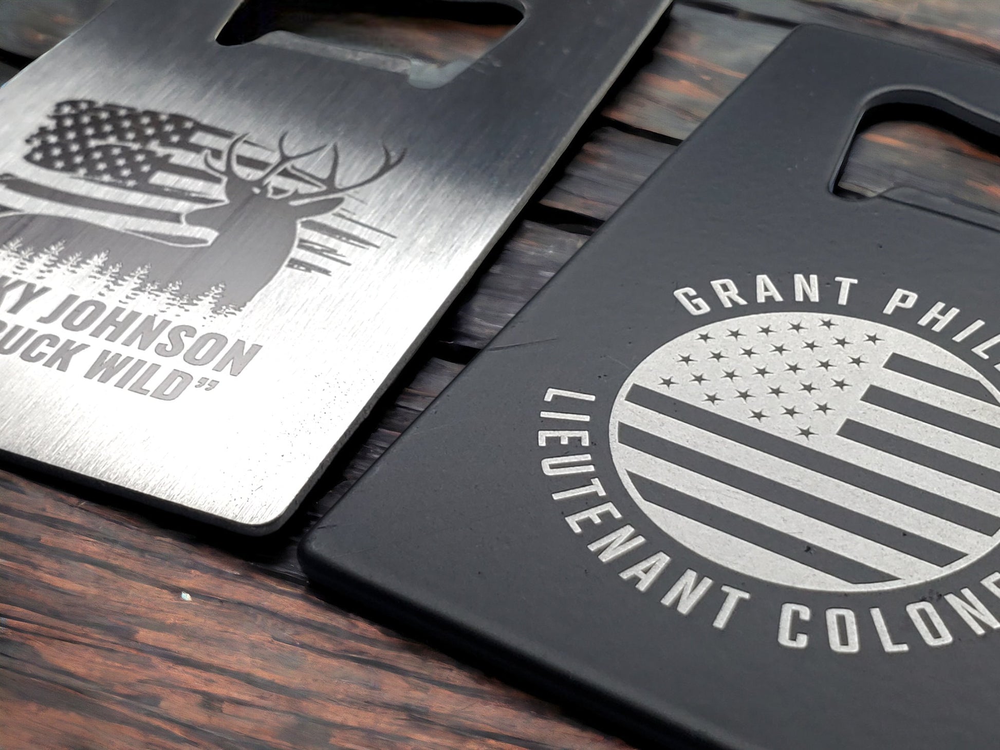 Custom Wallet Bottle Opener, America USA Veterans, Hunting Fishing, American Flag, Gift For Him, Customize Our Designs Or Send Your Logo