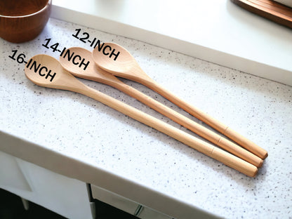 Personalized Flower Spoon, Custom Engraved Wooden Stirring Spoon, Gift For Her / Mom / Wife / Grandma, Wood Kitchen Mixing Spoon