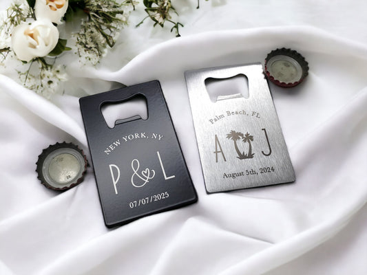 Wedding Guest Favor, Engraved Bottle Opener That Fits In Your Wallet, Classy & Durable Steel Wedding Favor For Guests