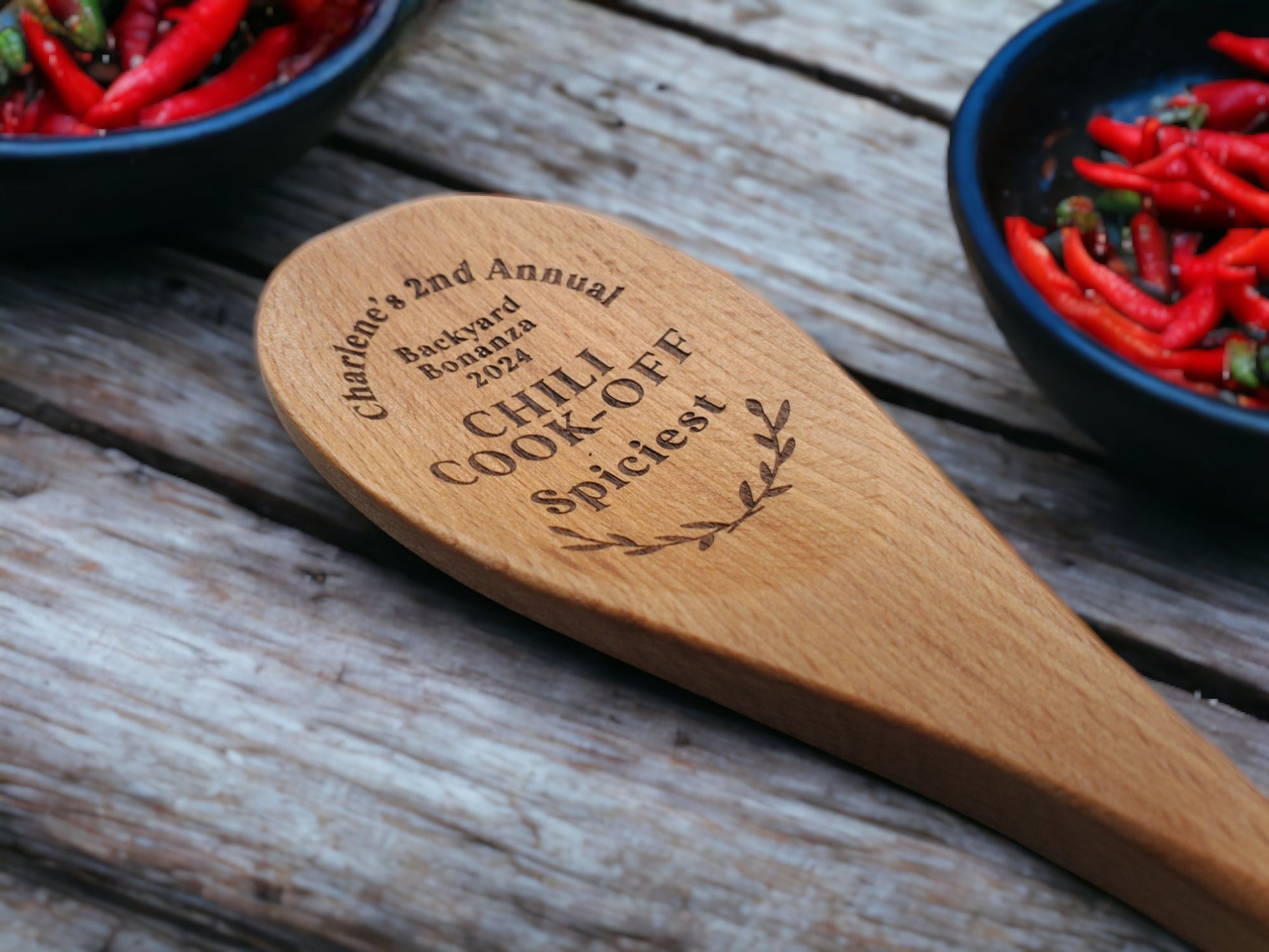 Chili Cookoff Spoon Prizes, 1st/2nd/3rd Place/Spiciest/Crowd Favorite/etc., Chili Cook-off Award, Personalized Wooden Spoon