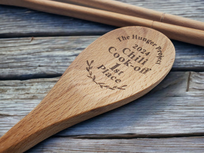 Chili Cookoff Spoon Prizes, 1st/2nd/3rd Place/Spiciest/Crowd Favorite/etc., Chili Cook-off Award, Personalized Wooden Spoon