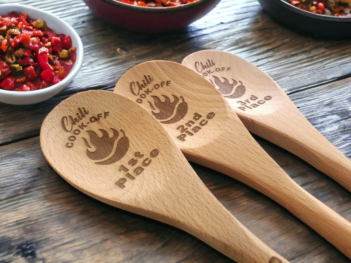 Engraved Chili Cookoff Spoon, Chili Cookoff Prizes, Chili Cook-off Award, Wooden Spoon, Personalized Spoon, Beechwood Spoon