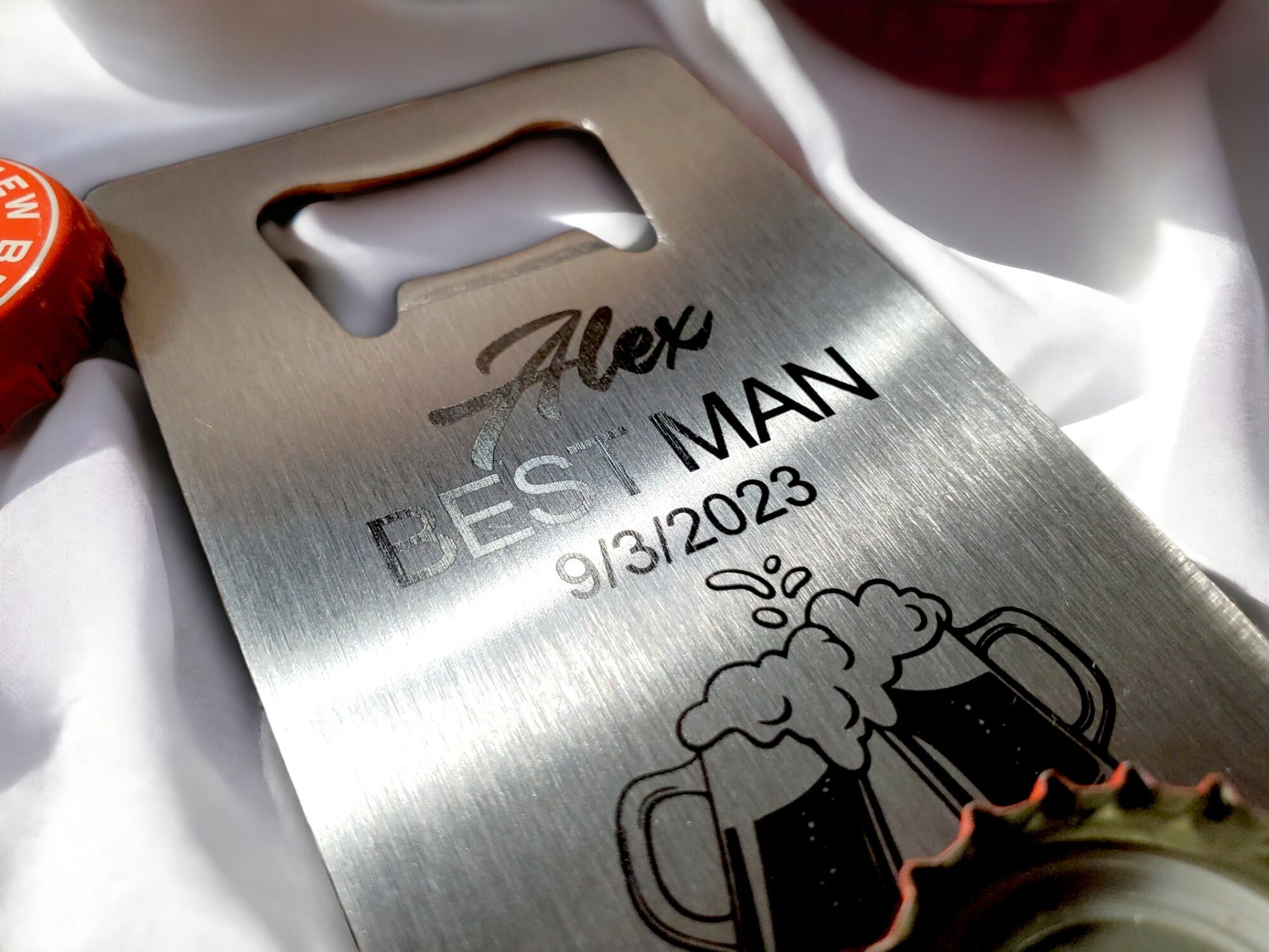 Groomsmen Gift, Bottle Opener, Will You Be My Groomsman, Black Powdercoated, Thick Steel, Card Sized Bottle Opener, Best Man, Bachelor Party