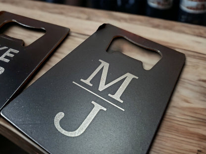 Custom Bottle Opener Personalized, Engraved Bottle Opener, Wallet Bottle Opener, Metal Bottle Opener, Monogram, Size of a Credit Card