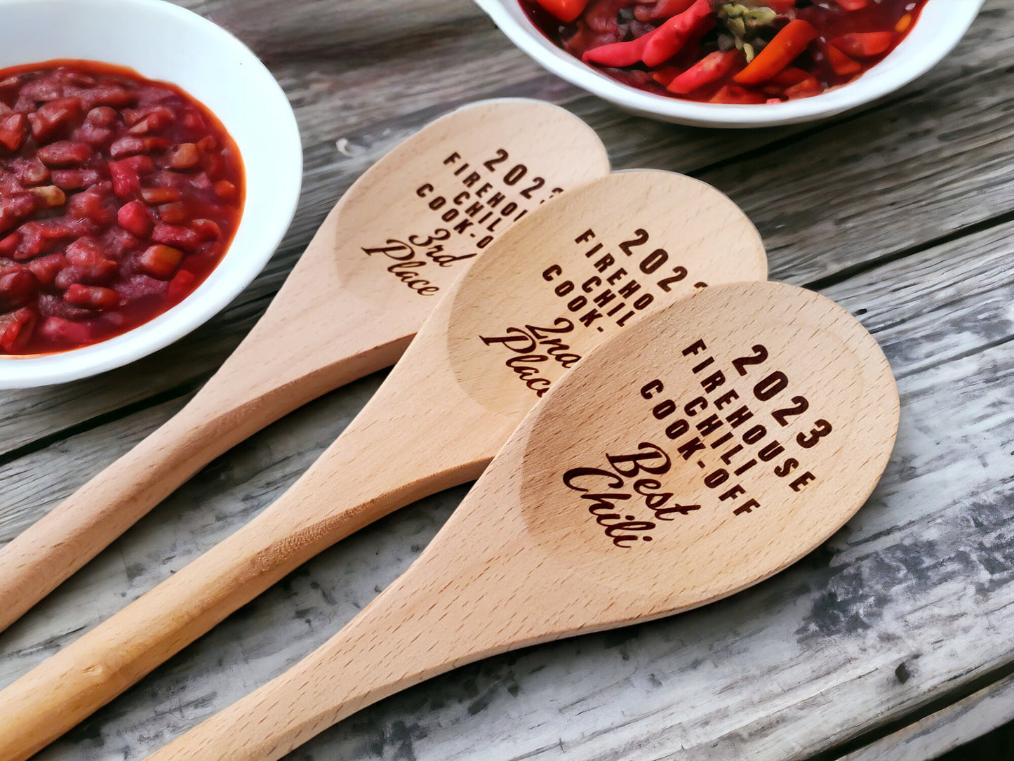 Chili Cookoff Spoon With Engraved Handle, Chili Cookoff Prizes, Chili Cook-off Award, Wooden Spoon, Personalized Mixing Spoon