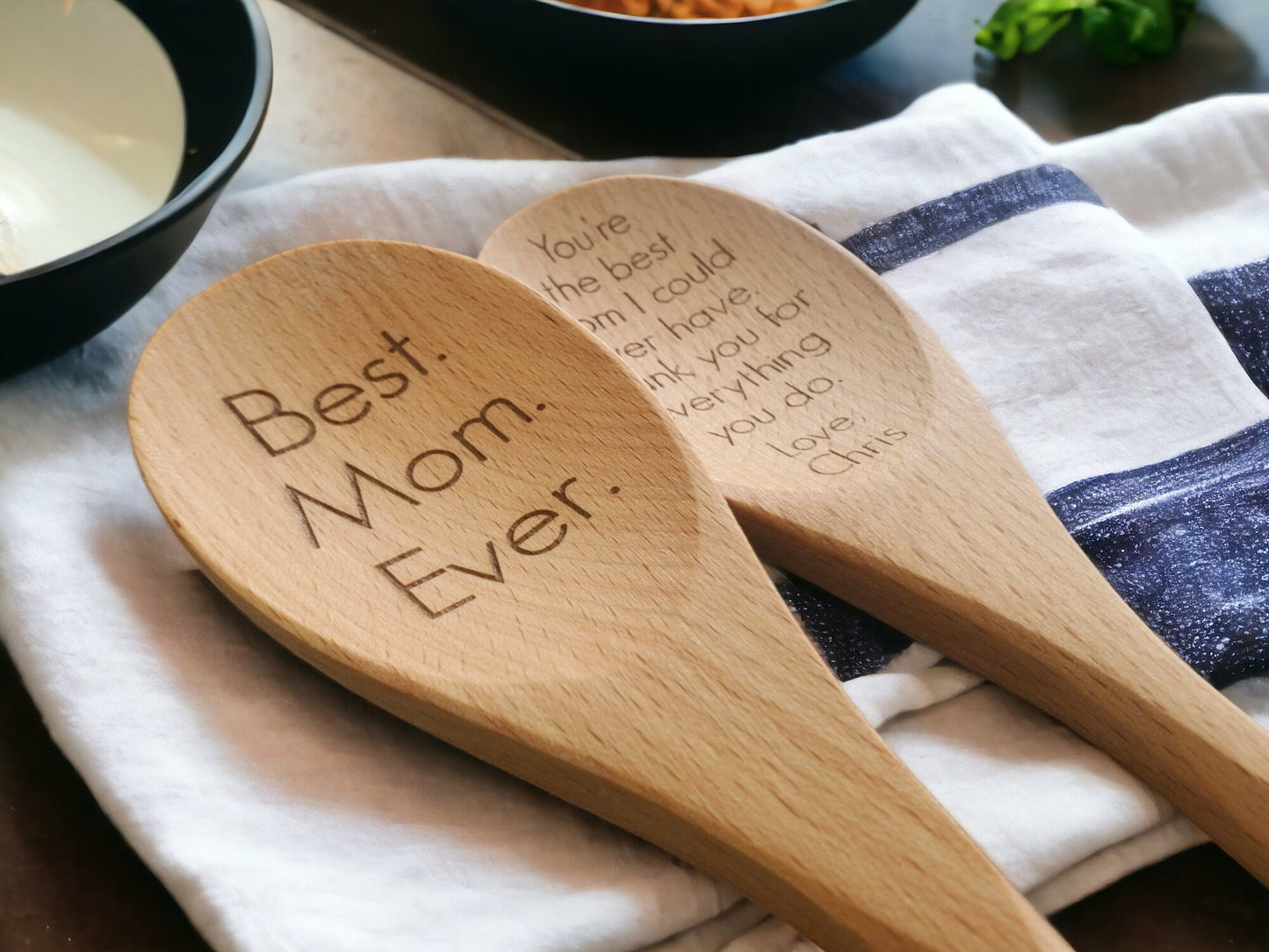 Personalized Engraved Wooden Spoon, Best Mom Ever, Custom Message, Gift For Mom / For Her, Personalized Text, Beechwood Spoon