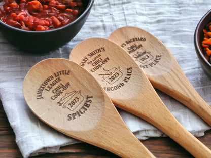 Chili Cookoff Spoon, Chili Cookoff Prizes, Chili Cook-off Award, Wooden Spoon, Personalized Mixing Spoon, Beechwood Spoon