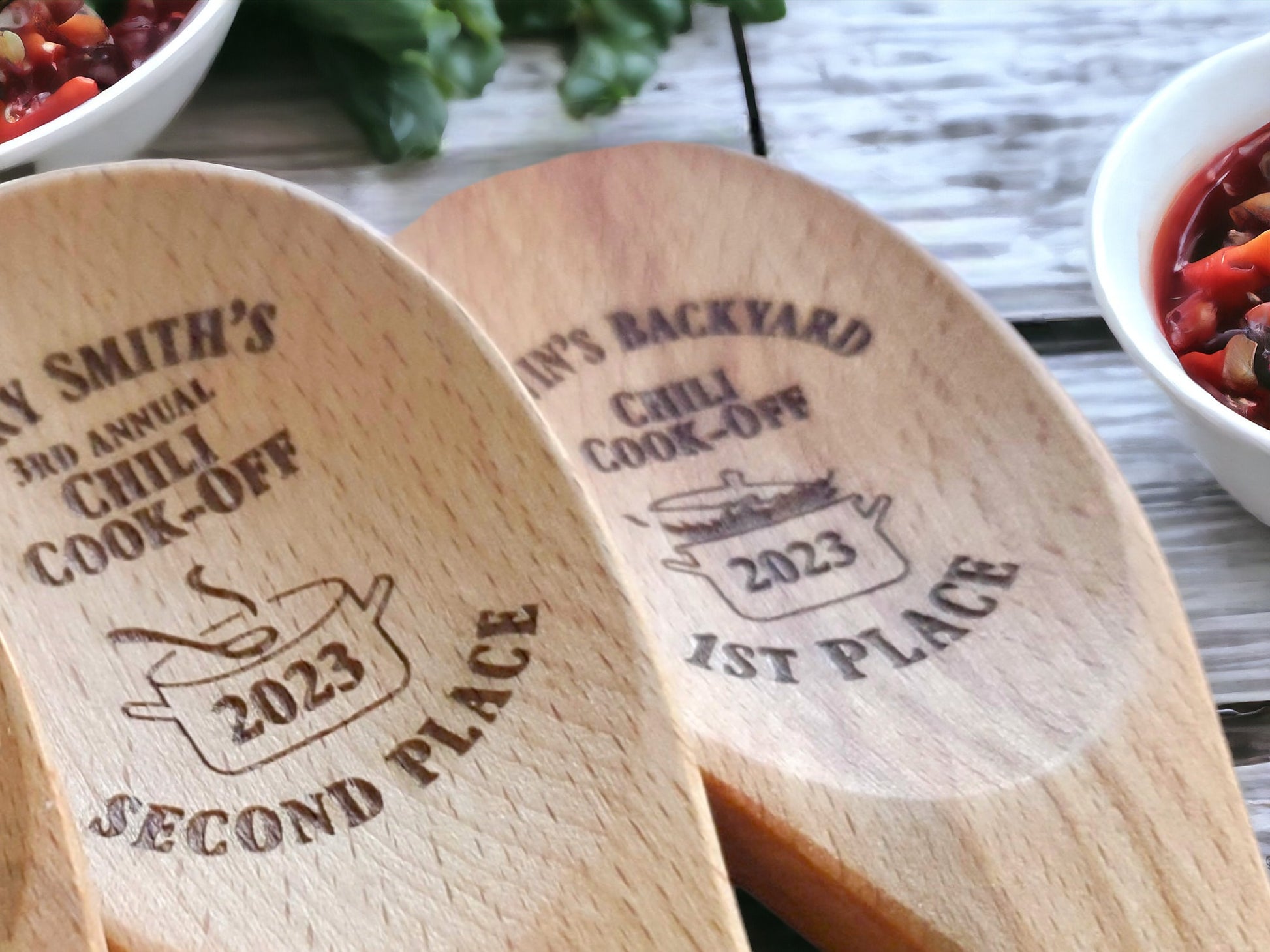 Chili Cookoff Spoon, Chili Cookoff Prizes, Chili Cook-off Award, Wooden Spoon, Personalized Mixing Spoon, Beechwood Spoon