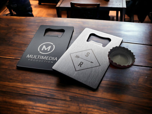 Custom Engraved Card Bottle Opener, Personalized, Fits In Your Wallet, Minimalistic Designs, Customize Our Designs Or Send Your Logo