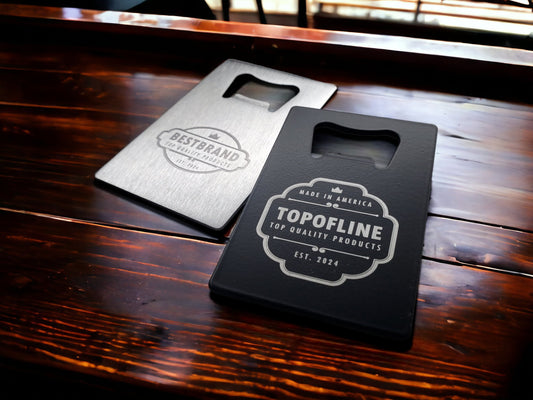 Custom Engraved Card Bottle Opener, Personalized, Fits In Your Wallet, Custom Brand Label Designs, Customize Our Designs Or Send Your Logo