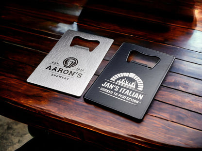 Custom Engraved Wallet Bottle Opener, Restaurants & Bars, Personalized Card Bottle Opener, Customize Our Designs Or Send Us Your Logo