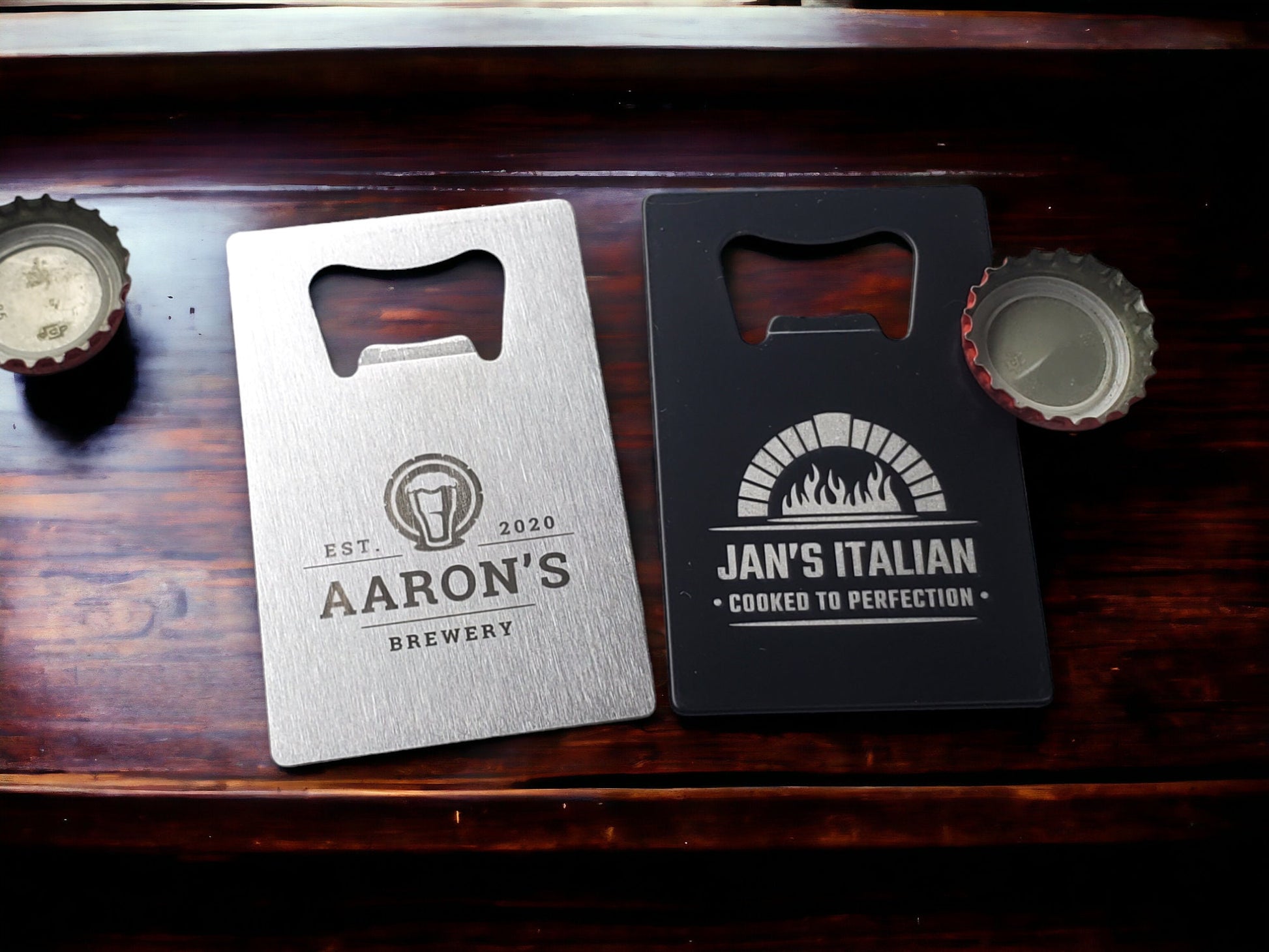 Custom Engraved Wallet Bottle Opener, Restaurants & Bars, Personalized Card Bottle Opener, Customize Our Designs Or Send Us Your Logo