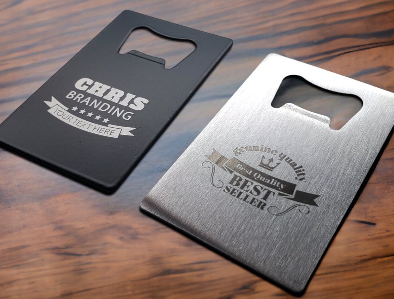 Custom Engraved Wallet Bottle Opener, Personalized, Fits In Your Wallet, Card Bottle Opener, Customize Our Designs Or Send Your Own Logo