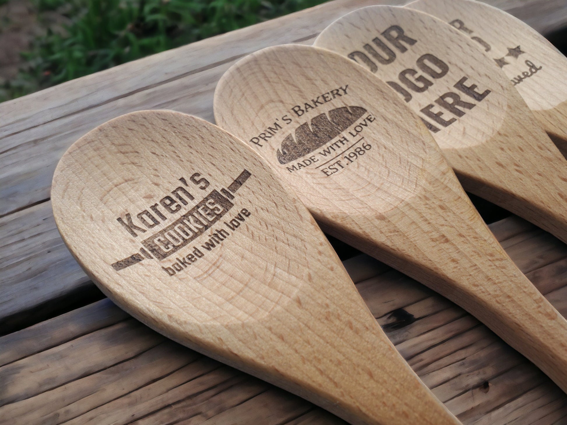 Custom Engraved Wooden Spoon, Send Us Your Logo Or Design, Wood Kitchen Mixing Spoon, Logo Engraving, Engraved Spoon With YOUR Logo