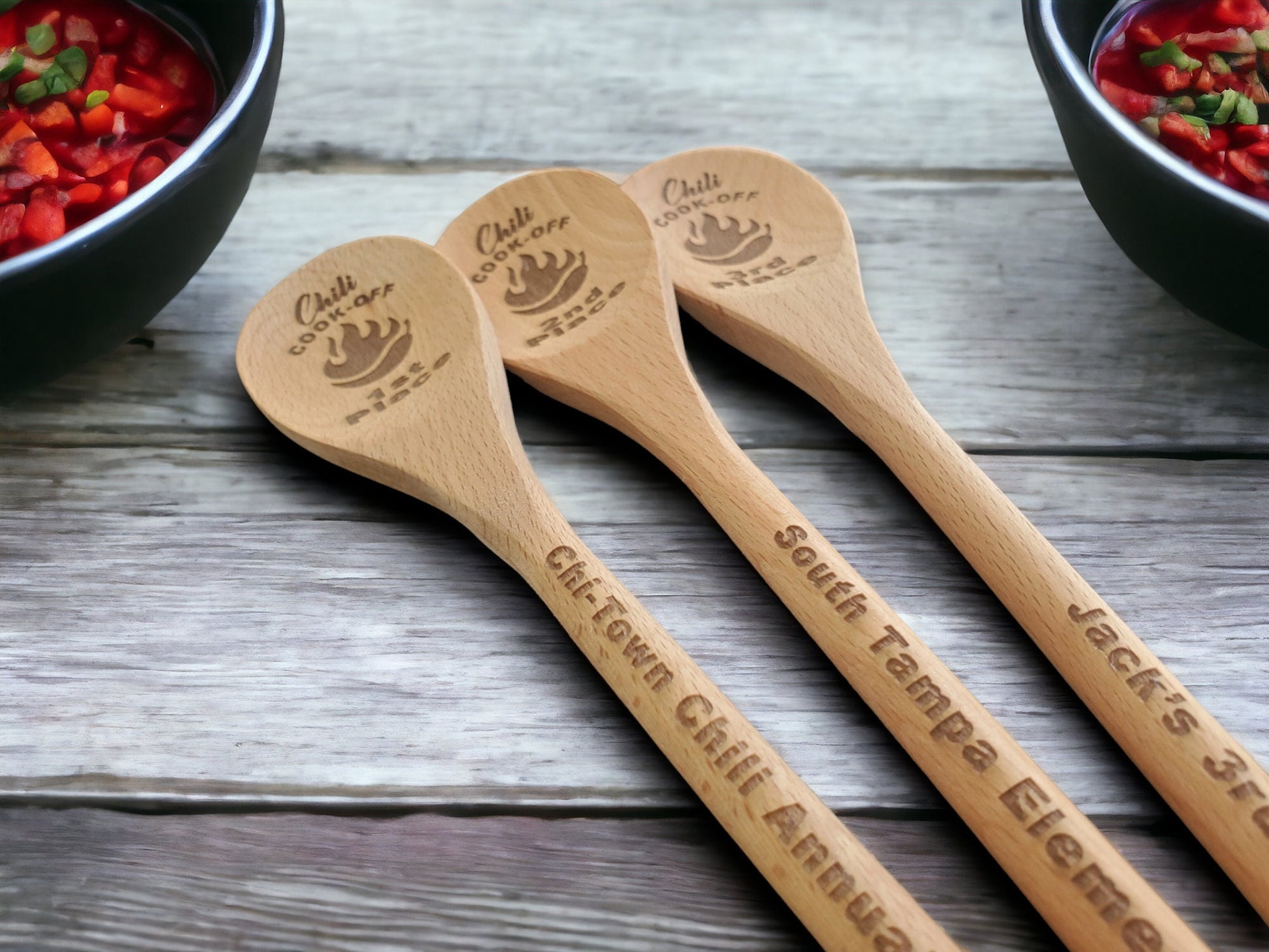 Engraved Chili Cookoff Spoon, Chili Cookoff Prizes, Chili Cook-off Award, Wooden Spoon, Personalized Spoon, Beechwood Spoon