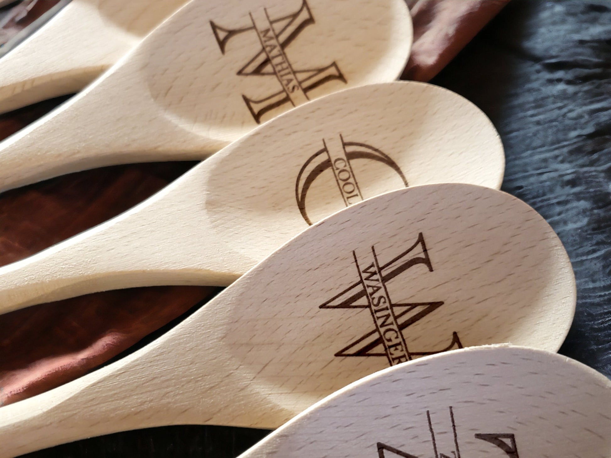 Custom Engraved Wooden Spoon, Initial And Name, Personalized Wood Kitchen Mixing And Stirring Spoon, Great Housewarming Gift