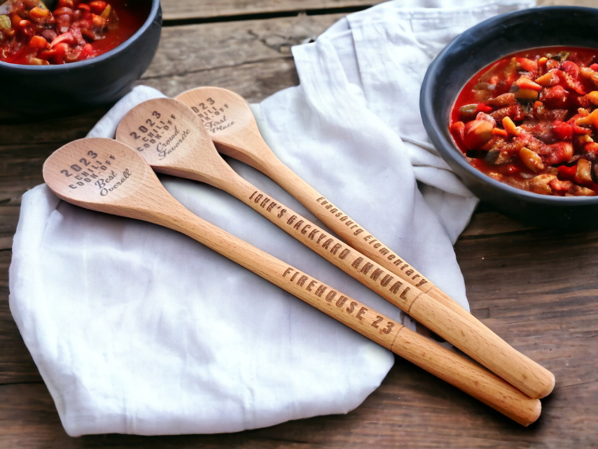 Chili Cookoff Prizes, Chili Cookoff Spoon, Chili Cook-off Award, Engraved Wooden Stirring Spoon, Personalized Wooden Mixing Spoon