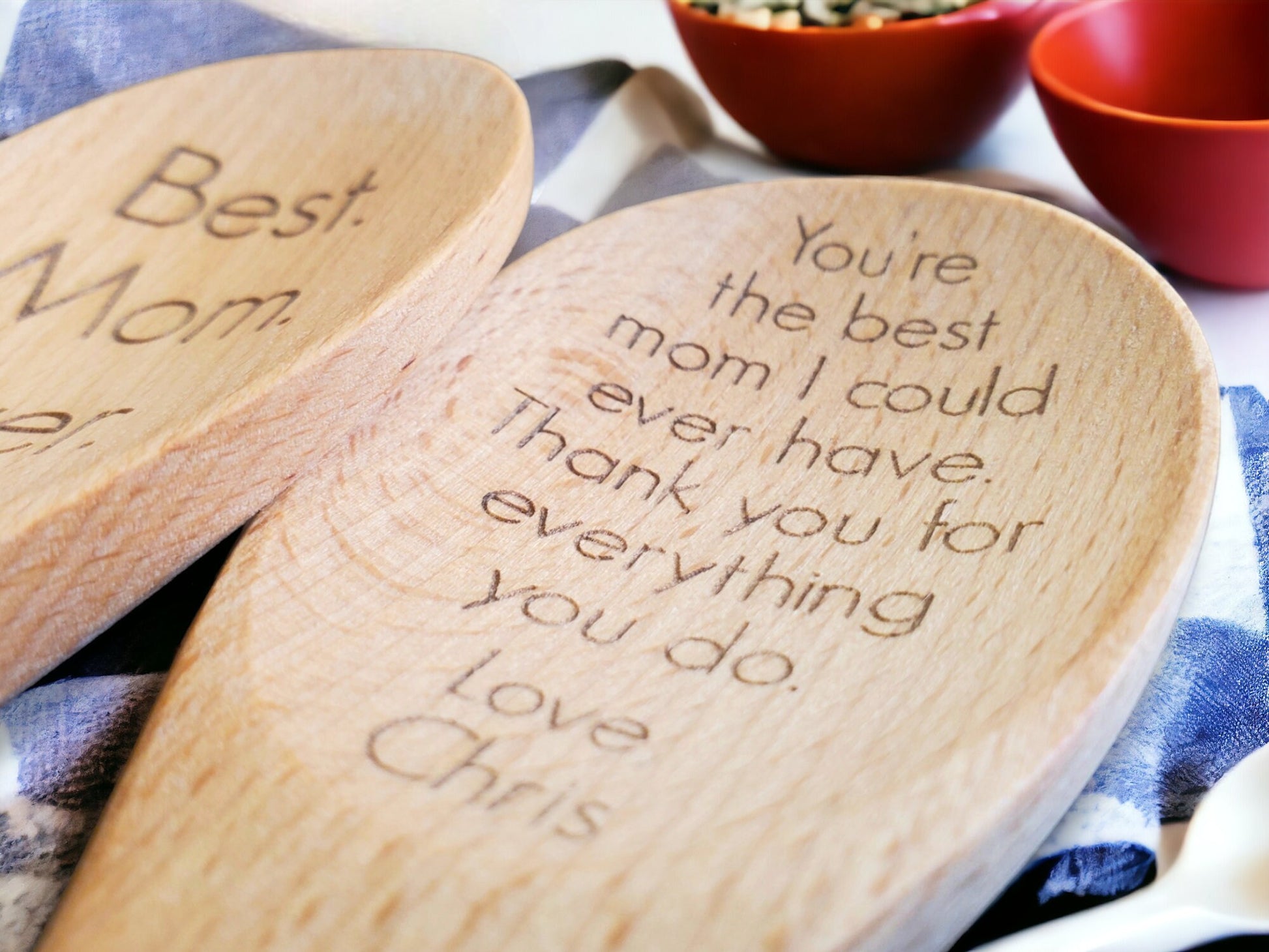 Personalized Engraved Wooden Spoon, Best Mom Ever, Custom Message, Gift For Mom / For Her, Personalized Text, Beechwood Spoon