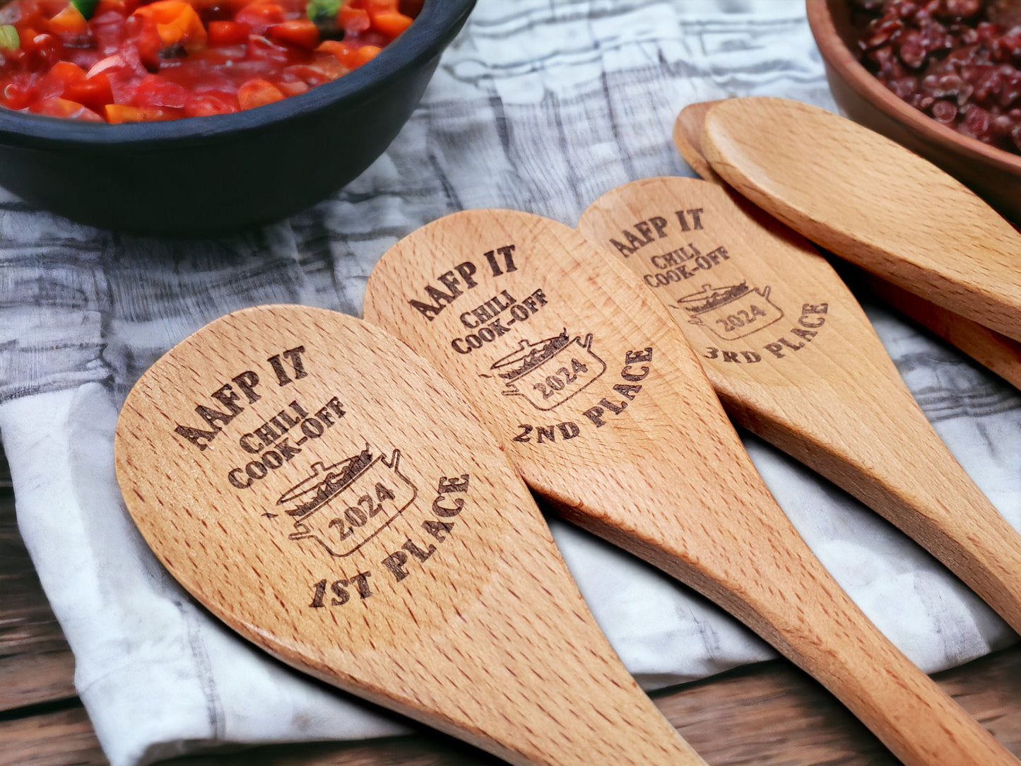 Chili Cookoff Spoon, Chili Cookoff Prizes, Chili Cook-off Award, Engraved Wooden Stirring Spoon, Personalized Wooden Mixing Spoon