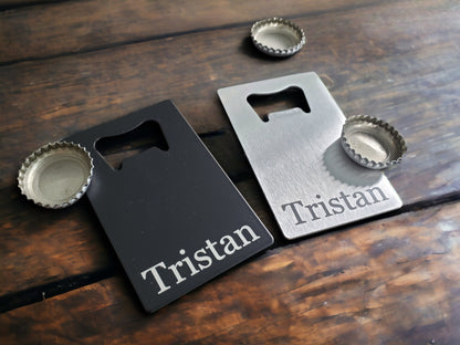 Custom Bottle Opener Personalized, Custom Name, Engraved Bottle Opener, Wallet Bottle Opener, Metal Bottle Opener, Size of a Credit Card