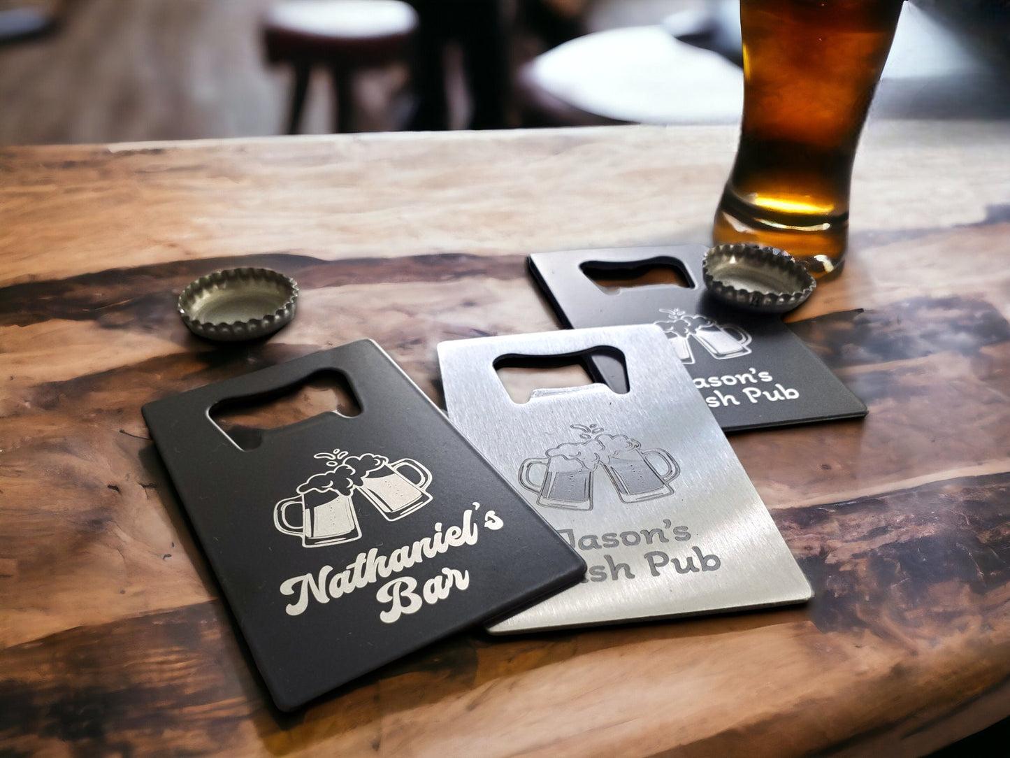 Custom Beer Bottle Openers, Personalized Wallet Bottle Openers, Laser Engraved Steel, Beers Cheers, Bottle Opener Gift For Him