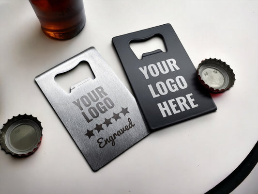 Custom Engraved Bottle Openers With Your Logo, Thick Steel Card Wallet Bottle Openers, Fits In Your Wallet, Send Us Your Logo Or Graphic