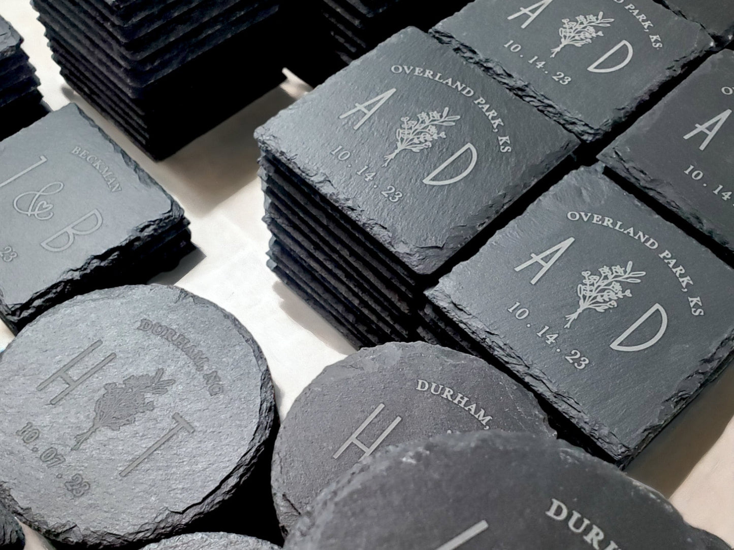 Wedding Guest Favors, Custom Slate Coasters, Unique, Wedding Guest Gifts, Engraved Stone, Personalized Text