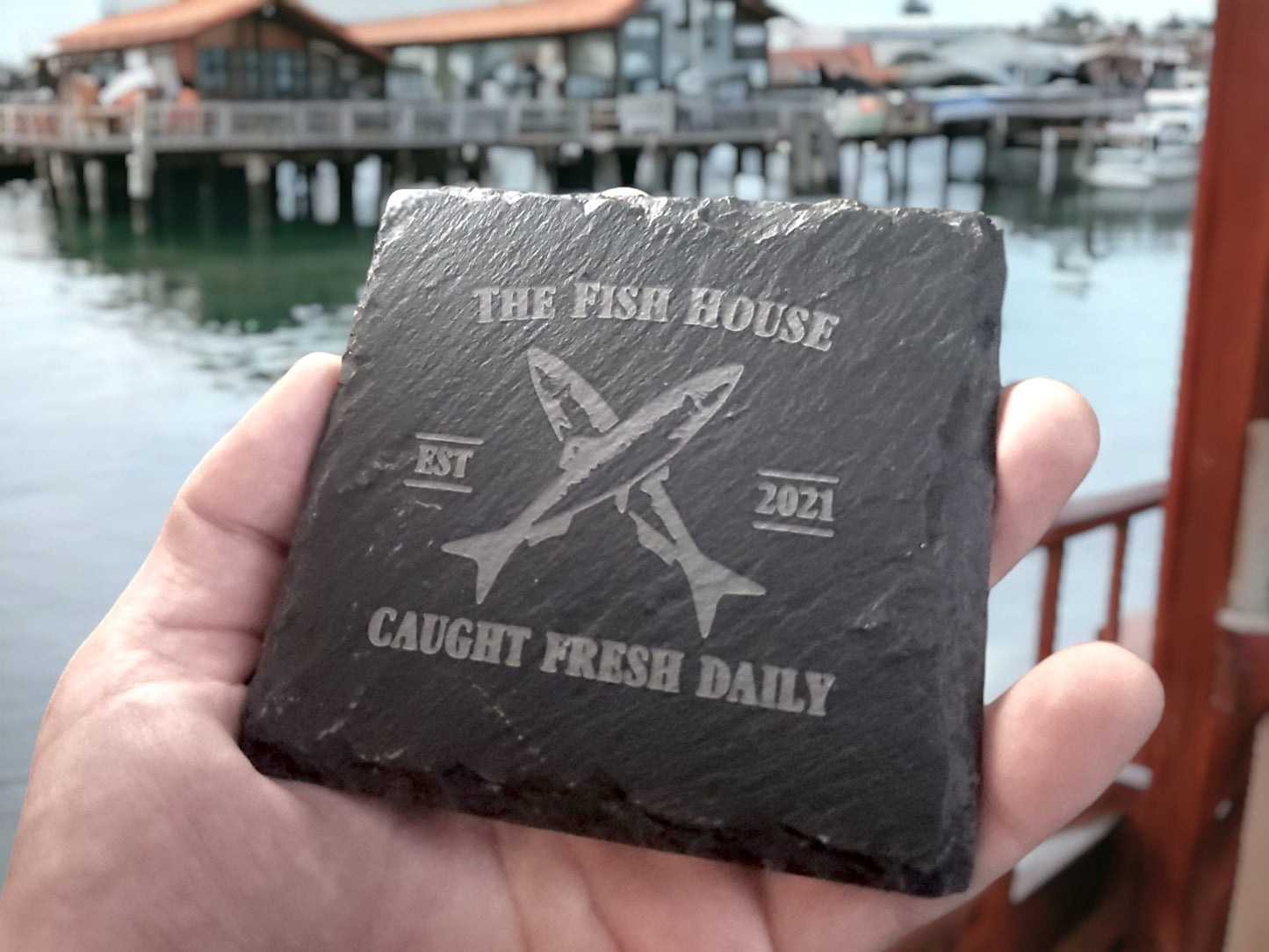 Custom Logo Coasters, Restaurant Logos, Engraved Slate Stone Coaster, Send Us Your Logo In A Message Now