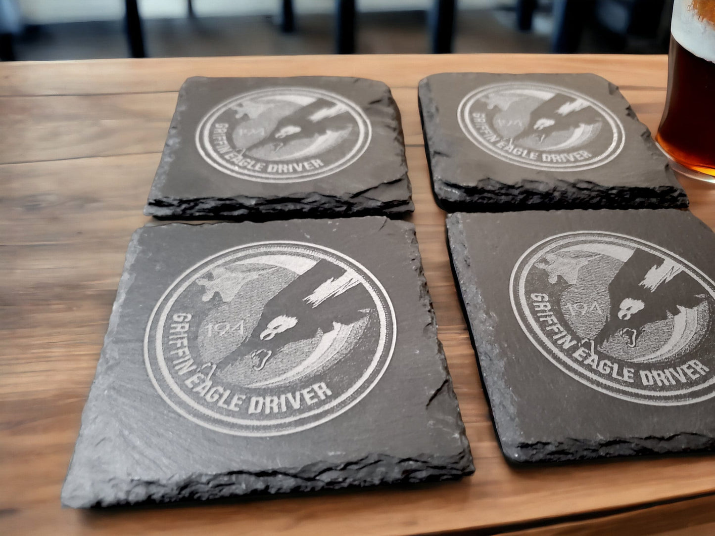 Custom Logo Coasters, Restaurant Logos, Engraved Slate Stone Coaster, Send Us Your Logo In A Message Now