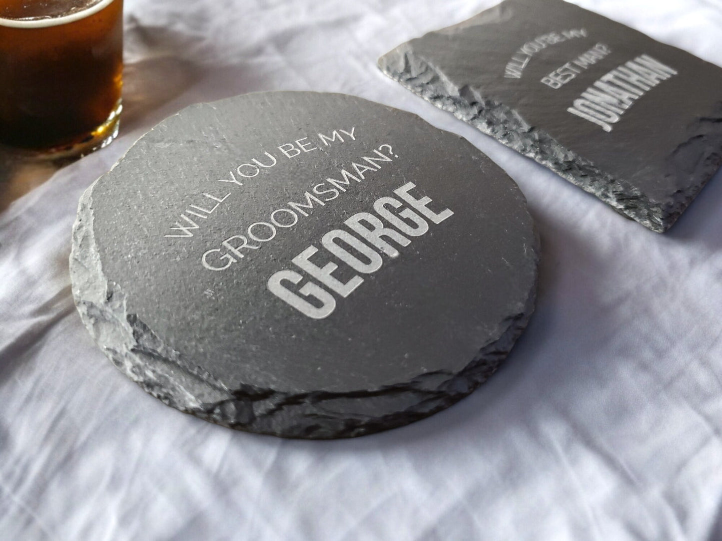 Will You Be My Groomsman Coasters, Groomsmen Proposal Gift, Slate Coaster, Be My Best Man Proposal, Engraved Personalized Text