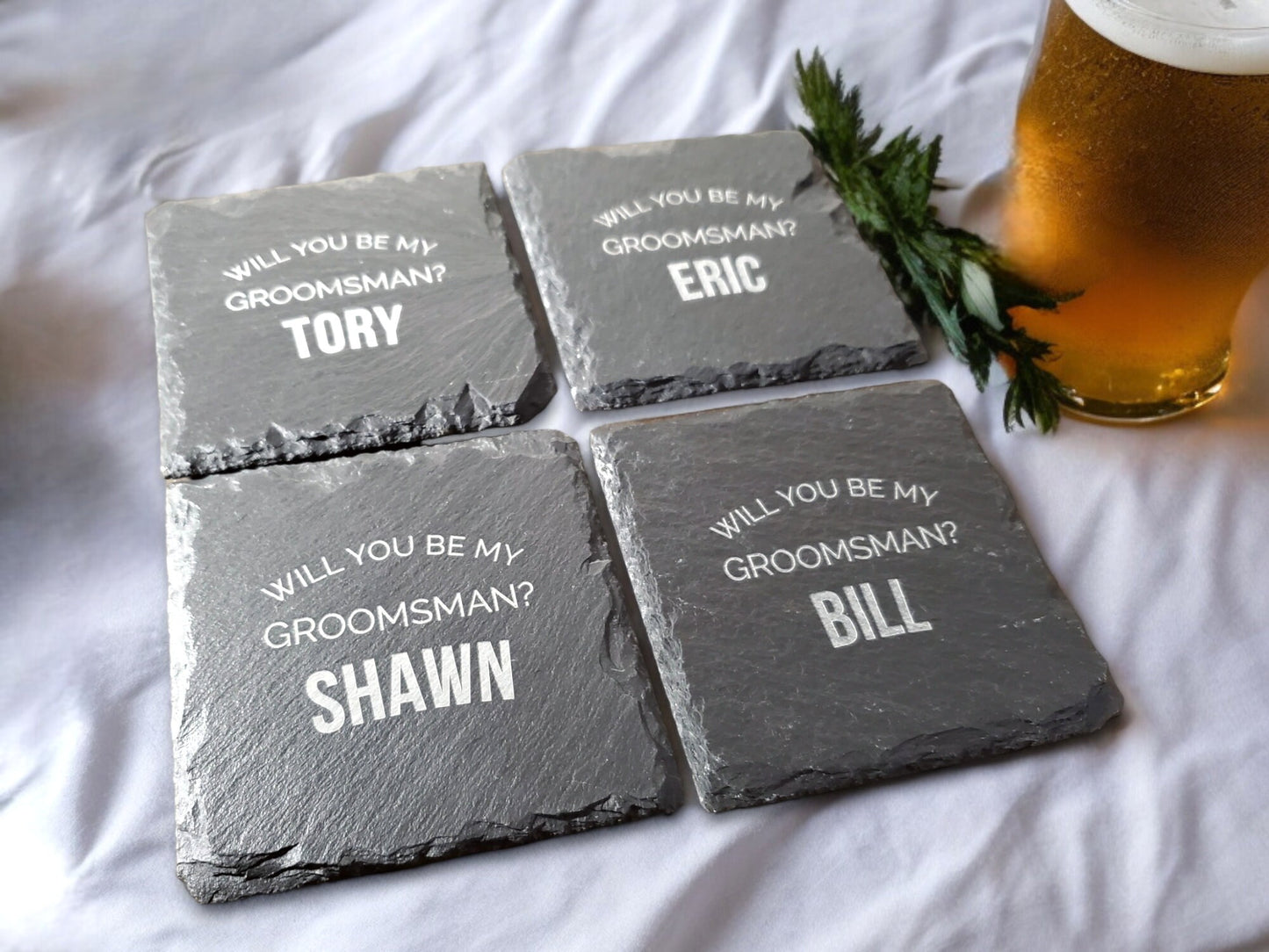 Will You Be My Groomsman Coasters, Groomsmen Proposal Gift, Slate Coaster, Be My Best Man Proposal, Engraved Personalized Text