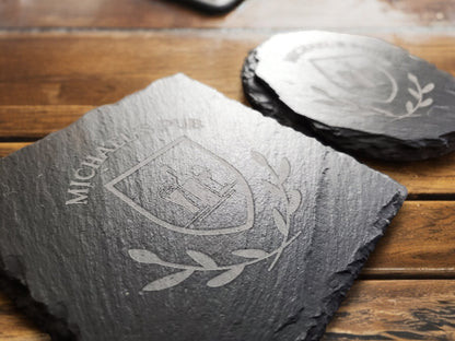 Personalized Beer Coasters, Premium Quality Drink Coasters, Laser Engraved Slate Coaster, Bar / Pub / Man Cave Gift For Him