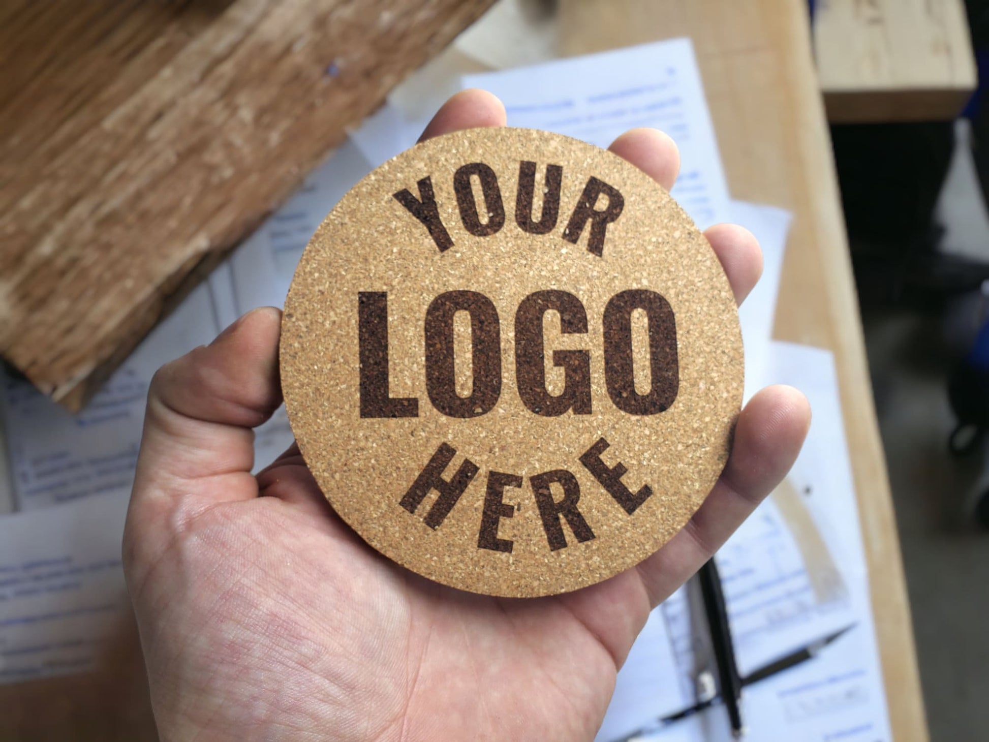 Custom Engraved Cork Coasters With YOUR Logo, Logo Laser Engraving, Laser Engraved Cork Coaster