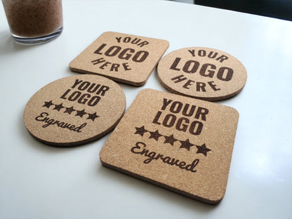 Custom Engraved Cork Coasters With YOUR Logo, Logo Laser Engraving, Laser Engraved Cork Coaster