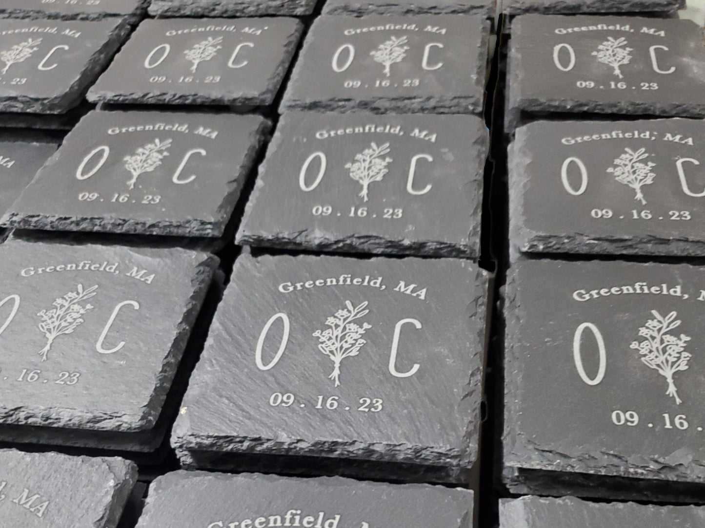 Wedding Guest Favors, Custom Slate Coasters, Unique Wedding Guest Gifts, Engraved Stone, Personalized Text, Or Send Us Your Own Logo!