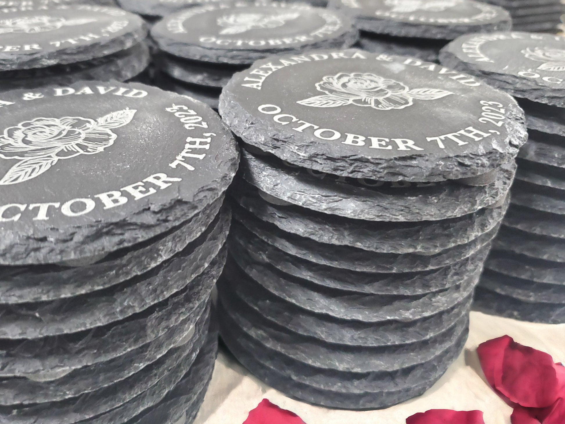 Wedding Favors, Personalized Slate Coasters, Wedding Guest Favors, Wedding Guest Gifts, Wedding Coaster, Engraved Slate Coasters