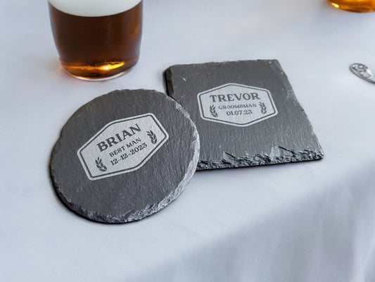 Groomsmen Coasters, Groomsmen Proposal Gift, Laser Engraved Slate Coasters, Will You Be My Groomsman Gift, Best Man Gift, Groomsmen Gift